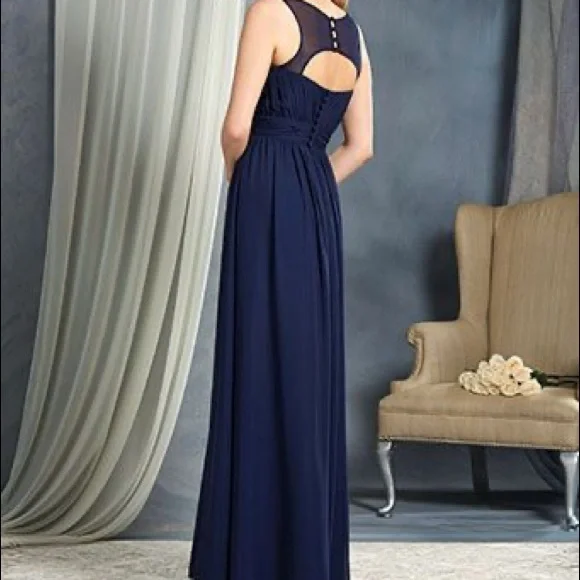 Alfred Angelo Navy Formal Gown Keyhole Back NWT - Picture 3 of 3